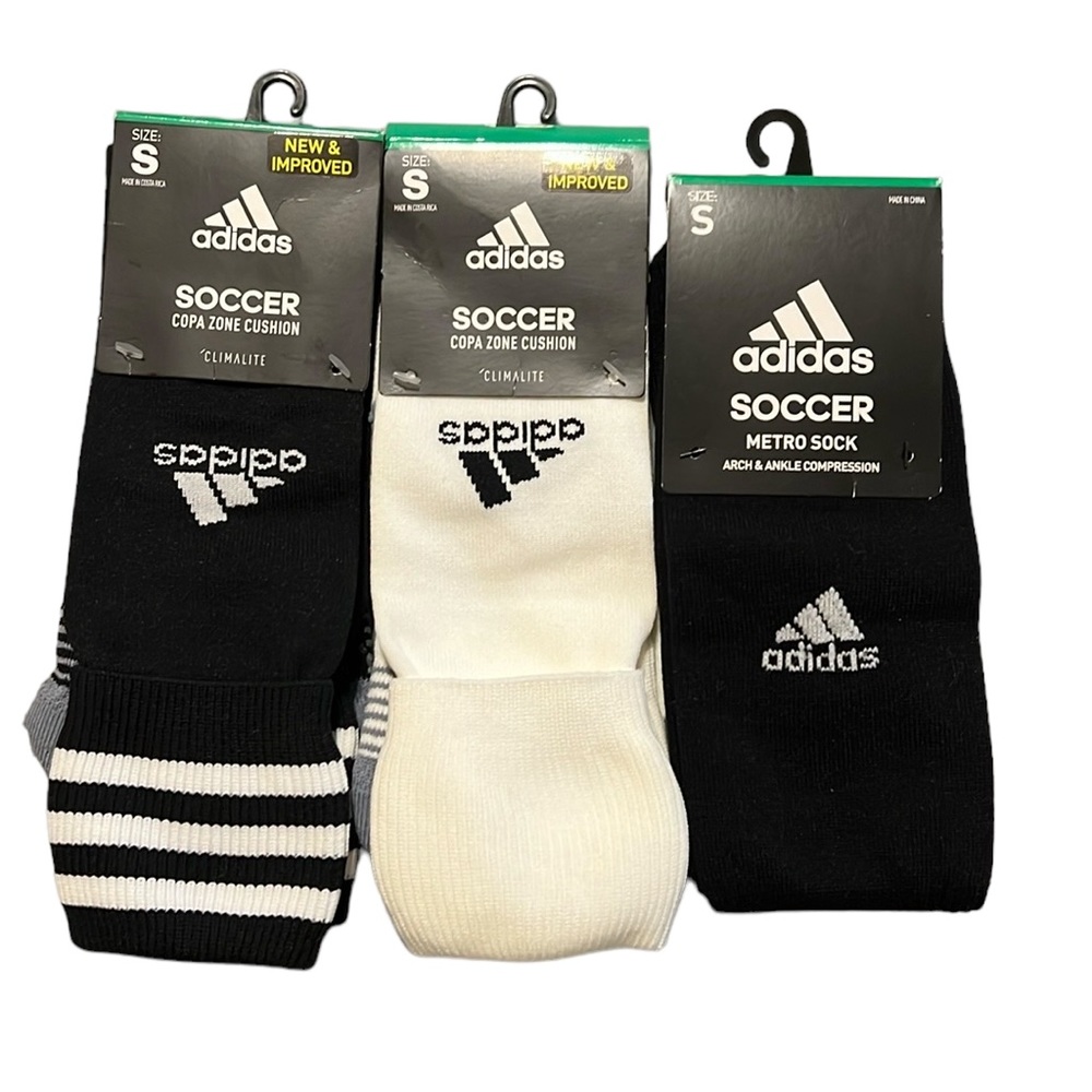 🌟NWT🌟 3 Pairs Adidas Soccer Socks Youth S (13C-4Y)
